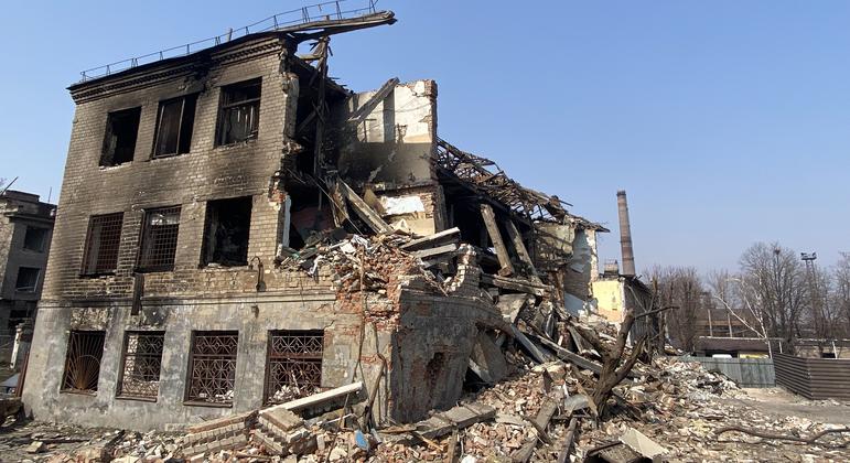 Destroyed Residential Building in Dnipro, Ukraine.