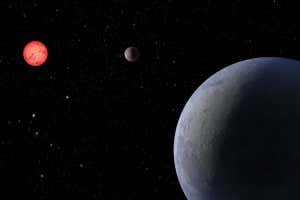 Two planets orbiting a red-dwarf star (illustration)