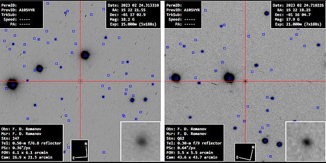 C/2023 A3 (Tsuchinshan-ATLAS) was first documented on February 22 by four telescopes in South Africa, Chile and Hawaii. Pictured are images of the comet in space