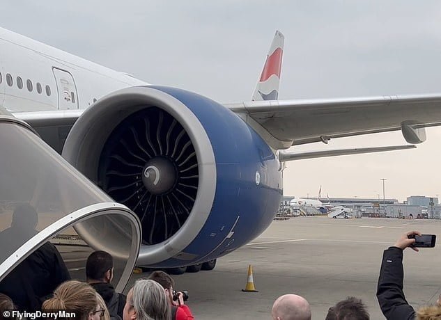 Andrew McFadden, who blogs about travel under the name ‘FlyingDerryMan', filmed his extraordinary experience travelling in a Boeing 777 first-class cabin on a Heathrow to Dublin service. Above is a still from his footage showing passengers boarding the aircraft