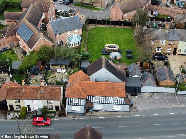 Pictured: The Essex Stays retreat in Great Baddow. Residents in the village complained that they couldn't sleep because the guests were blaring music from a karaoke room. Rishi Sunak was forced to apologise for the inconvenience caused to pensioner Jeff Jones