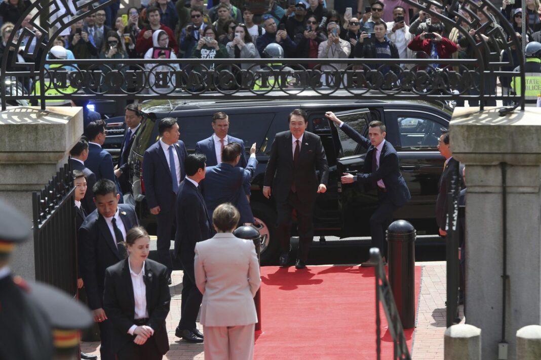 South Korean President Yoon Suk Yeol talks of nuclear threat at Harvard visit