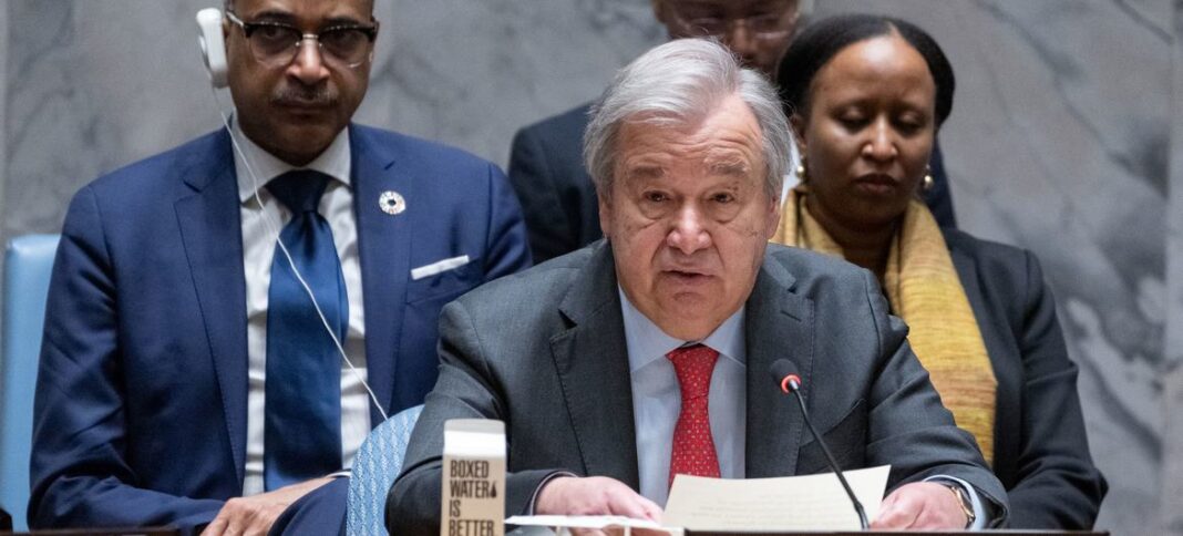 Secretary-General António Guterres addresses the Security Council meeting  on Maintenance of international peace and security.