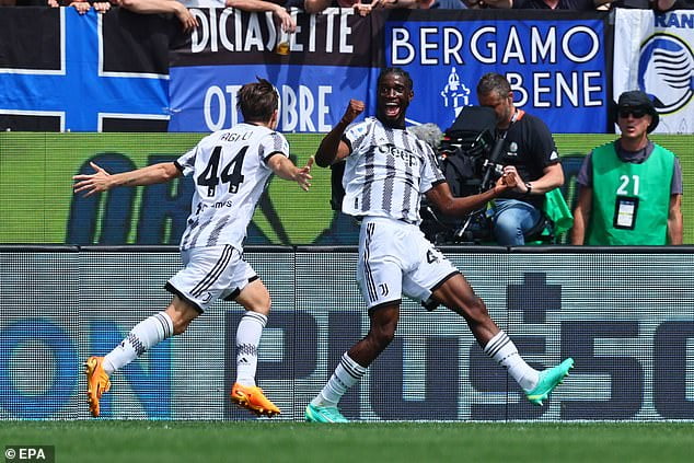 Samuel Iling Junior (right) scored on his full debut to help Juventus beat Atalanta 2-0