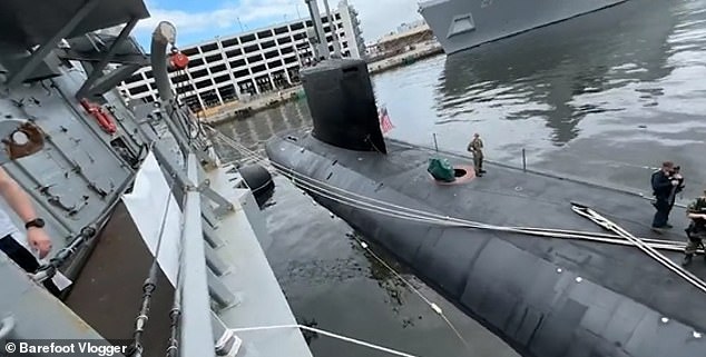 Vlogger Terry Fields was given a tour of the USS Indiana (above) during 'Fleet Week' at Port Everglades in Florida
