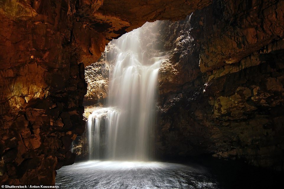 SMOO CAVE, SUTHERLAND, SCOTLAND: This spectacular sea cave is set into the limestone cliffs along the coast of Sutherland, one mile east of Durness town. The 50ft (15m) high cave boasts 'one of the largest entrances to any sea cave in Britain' and is floodlit inside, Visit Scotland reveals. TikTok views: 4.1million