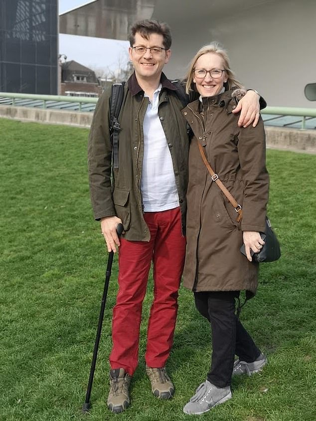 One patient who has already benefitted from the Multiple Sclerosis Register is Dominic Shadbolt, 54, from Oxford who began taking part in 2018. Pictured with his wife Claire