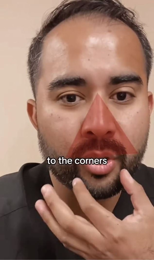 Dr Arias says no pimple should be popped in the section from the bridge of your nose to the corners of your mouth ¿ known as the 'triangle of death' or 'danger triangle'