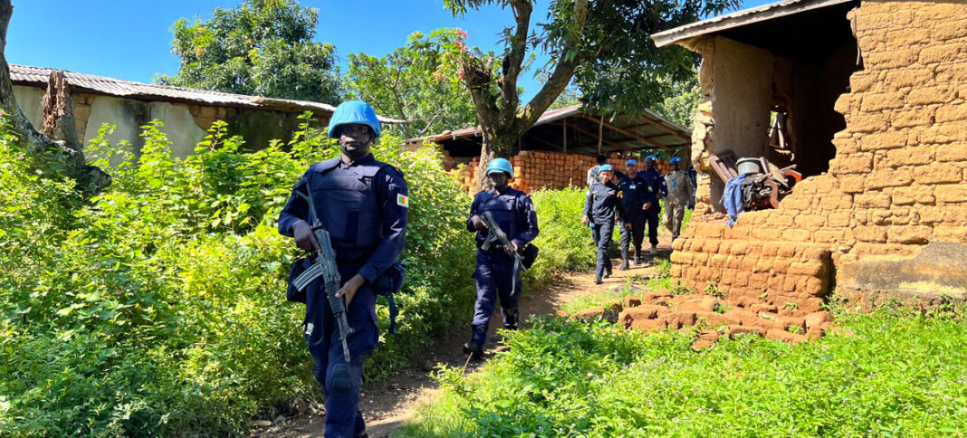UN peacekeepers patrol Bouar, in western Central African Republic.