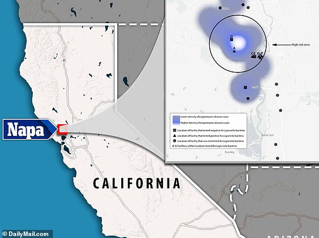 Officials determined a ¿high risk¿ zone in the Napa area, which was defined as the area within a one-mile radius around a cluster of patients¿ residences. Eight facilities were tested, with seven being in the high-risk radius