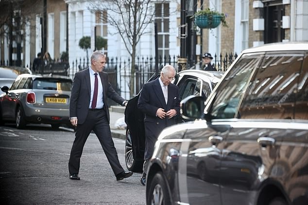 King Charles arrives at the London Clinic in Marylebone for treatment