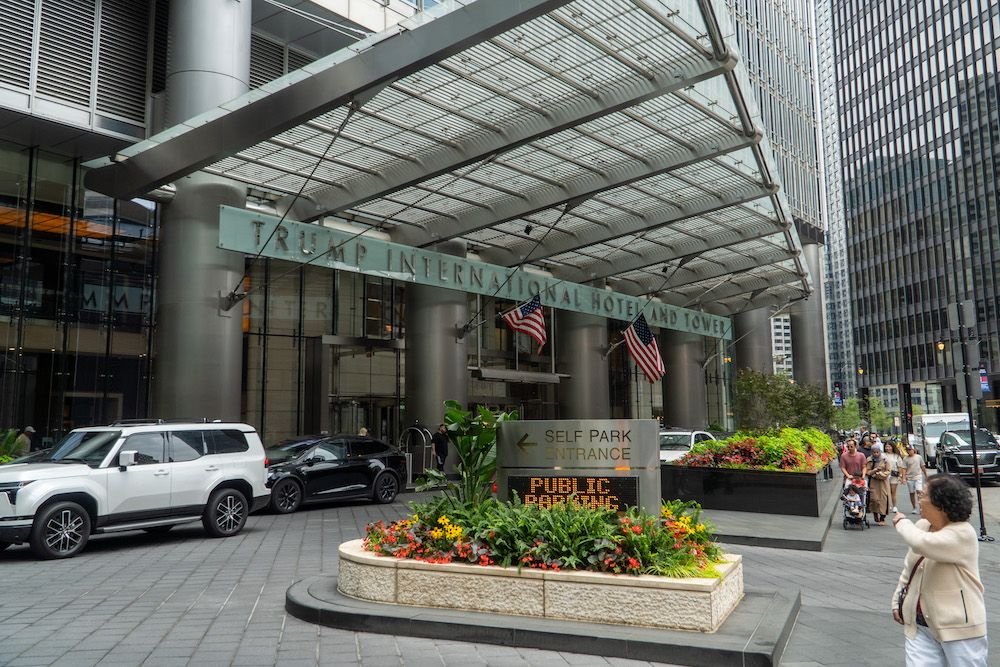 Trump hotel stands as a shining monument to the GOP nominee amid Democrats' convention