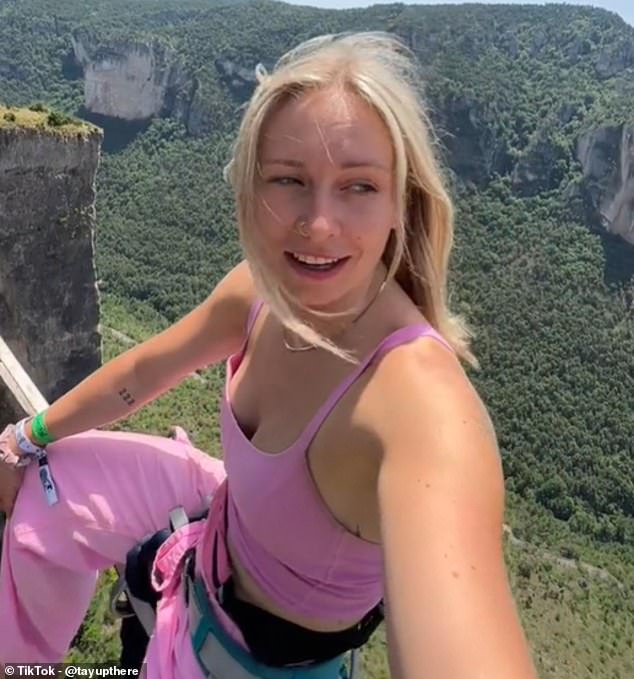 Taylor St Germain (above) is a world-class highliner who walks freely across slackline ropes strung hundreds of feet in the air while performing acrobatic tricks and stunts